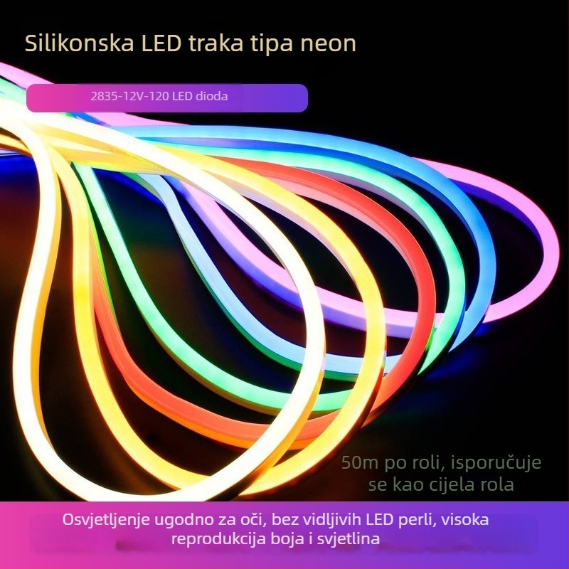 LED fleksibilna neonska svjetleća traka, ugrađena, niskonaponska, vanjsku vodootpornu 12V, neonski reklamni znak, dekorativna svjetleća traka po obliku