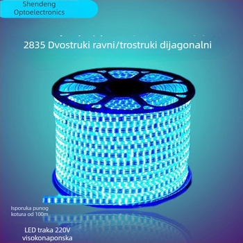 Deep 220V vanjska vodootporna LED traka, 2835 LED, tri reda dijagonalno dvostruka, ambijentalno osvjetljenje