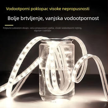 Deep 220V vanjska vodootporna LED traka, 2835 LED, tri reda dijagonalno dvostruka, ambijentalno osvjetljenje