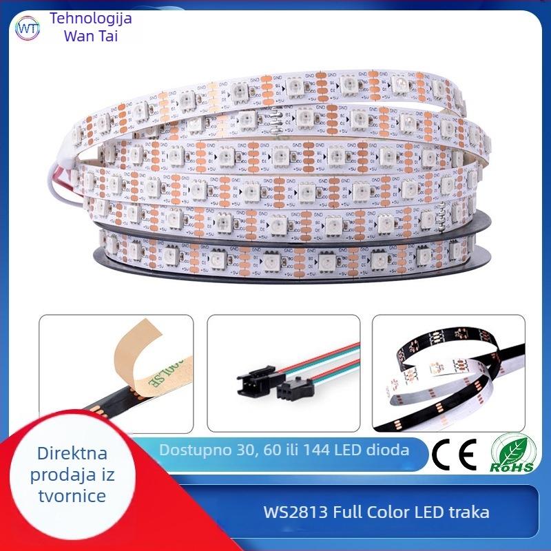 WS2813 RGB LED traka, 5V, pametno mijenjanje boja, samoljepljiva, kućno ambijentalno osvjetljenje