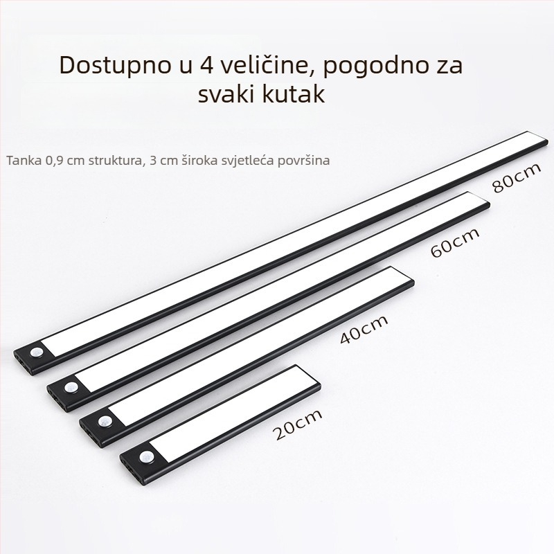 Pametan LED svjetlosni trak s senzorom pokreta za ormariće i garderobu, bežični, baterijski
