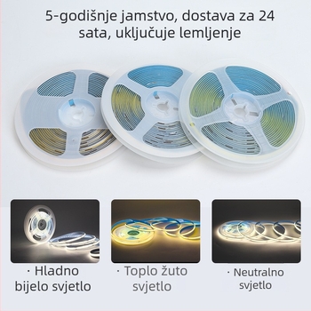 COB LED trak s dvije boje temperature, 24V niskonaponski, gola pločica s epoksidnim premazom za pozadinsko osvjetljenje televizora, trobojna temperatura