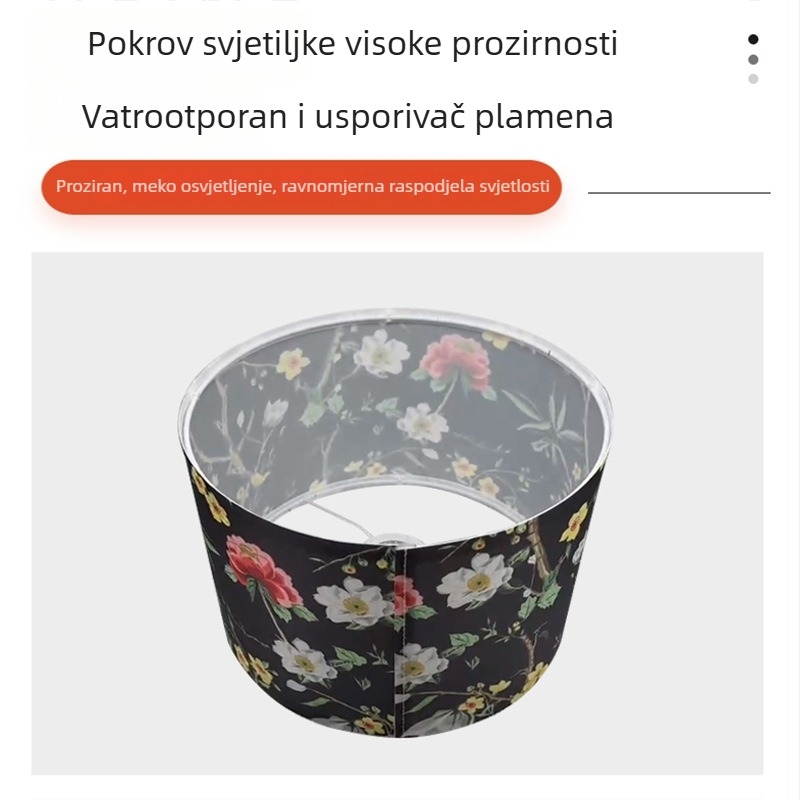 Crni platneni abažur s Velcro zatvaračem, otklopiv, za hotelsku ili spavaću lampu ili lustru – dekorativno kućište abažura