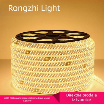Prilagođeni LED trak 220V za unutarnje stropno osvjetljenje - 5730 trobojni, dvostruki red, fleksibilan, vodootporan
