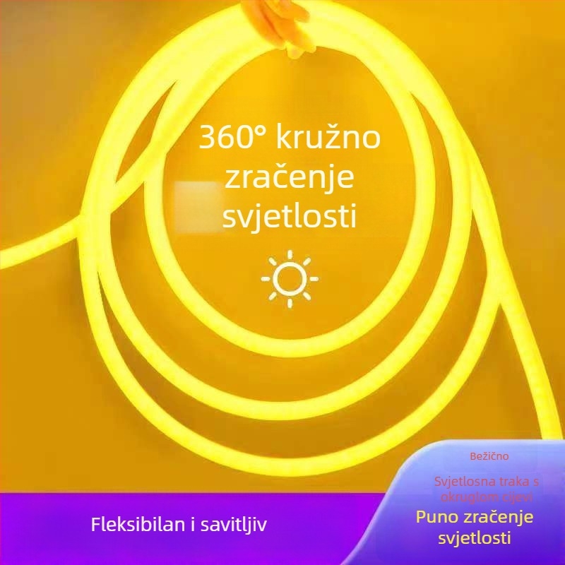 Prilagođeni LED trak 220V za unutarnje stropno osvjetljenje - 5730 trobojni, dvostruki red, fleksibilan, vodootporan