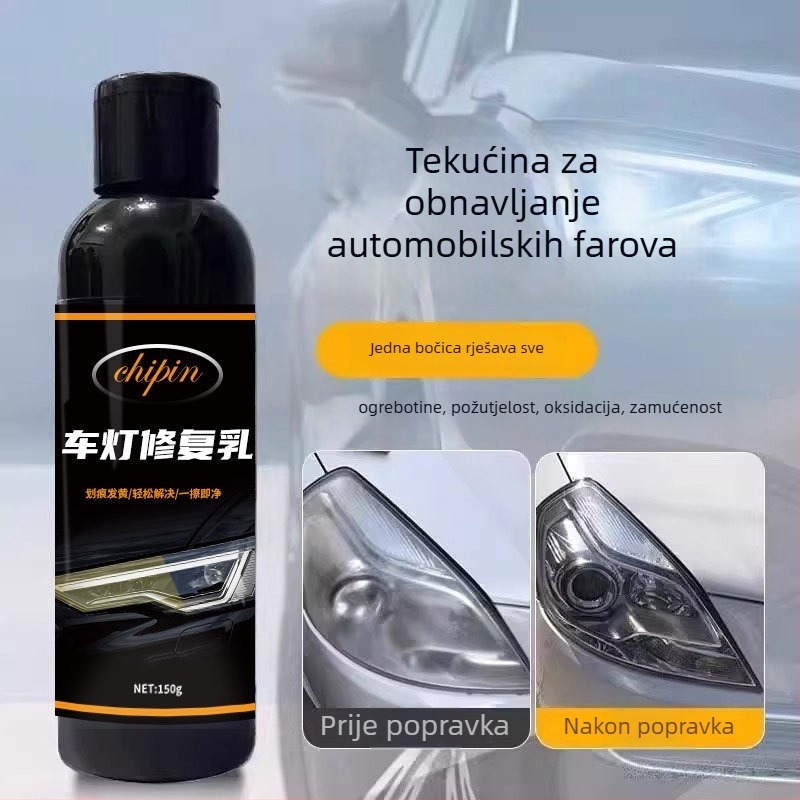 Set za obnovu farova s tekućinom za popravak ogrebotina, pukotina, žutila i oksidacije – čišćenje i poliranje leća