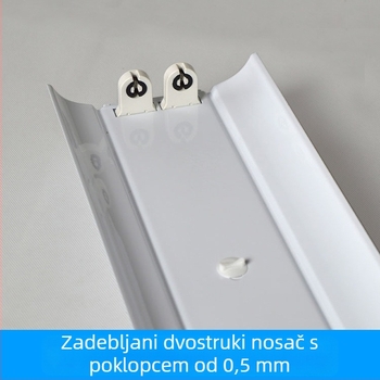 T8 dvostruka nosač od željeza, debljina 0,5 mm, LED sa reflektorom i poklopcem, duljine 1,2 m ili 1,5 m