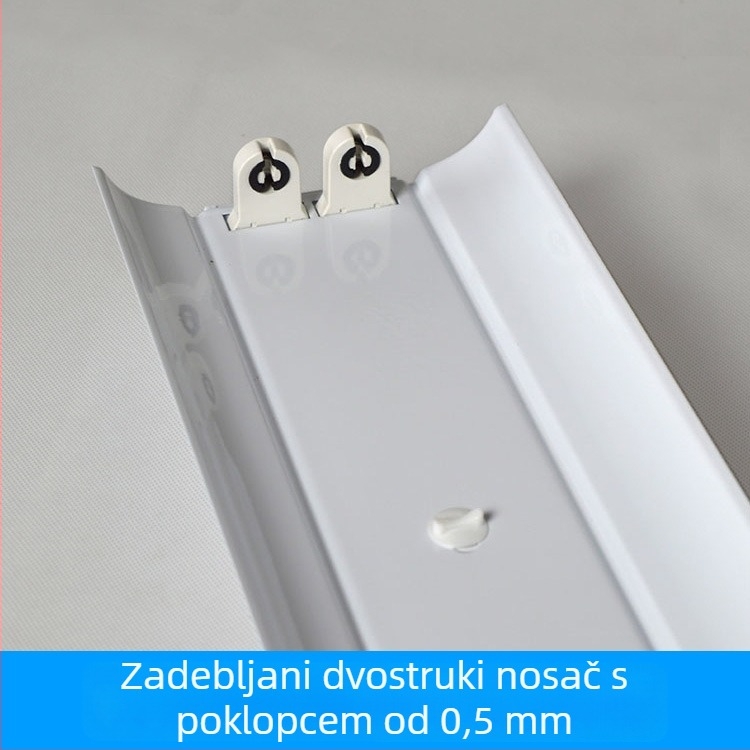 T8 dvostruka nosač od željeza, debljina 0,5 mm, LED sa reflektorom i poklopcem, duljine 1,2 m ili 1,5 m