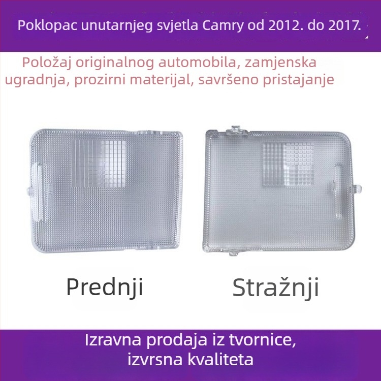 Toyota Camry unutarnje osvjetljenje — poklopac lampe za čitanje, plafonska svjetiljka, kućište svjetla za kartu, poklopac svjetla stražnje sjedalice
