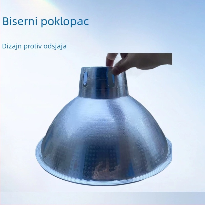 16-inčni aluminijski abažur za radionice i skladišta, industrijsko i rudarsko osvjetljenje, kompatibilan s E27/E40, dijamantni uzorak i perlni sjaj