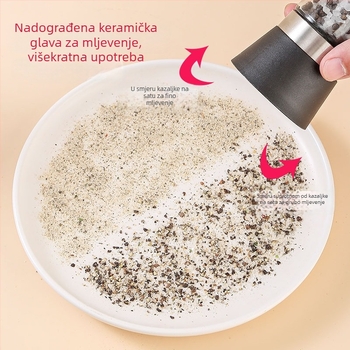 Mješavina morske soli i crnog papra s ugrađenim mlincem – začin za pileća prsa, biftek, povrće i salata