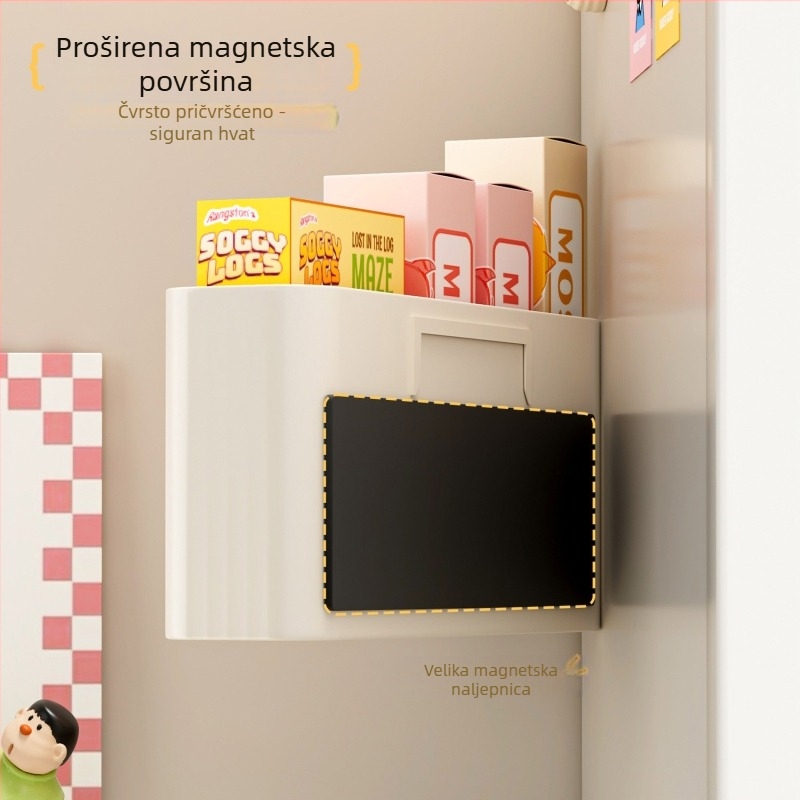 Magnetna kutija za pohranu za bočnu policu frižidera, organizator za kuhinjsku foliju i vrećice, viseći koš za vrata bez bušenja