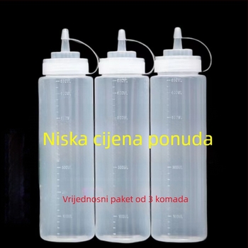 3 plastične bočice za umake za istiskivanje: kečap, sos od ostrige, dresing za salatu i ulje