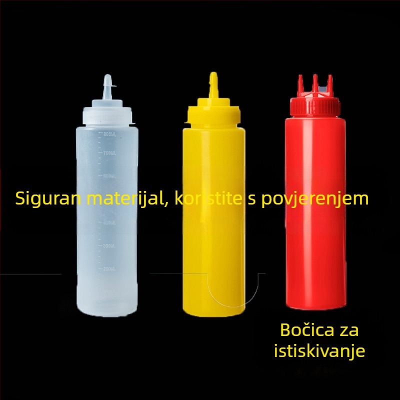 3 plastične bočice za umake za istiskivanje: kečap, sos od ostrige, dresing za salatu i ulje