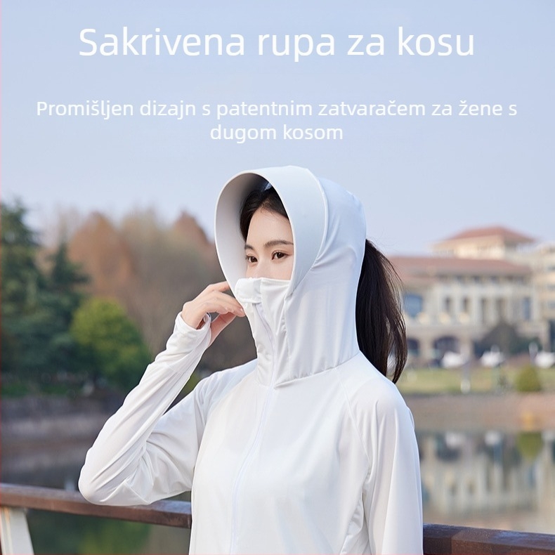 Ženska kapuljačasta jakna s UV zaštitom, prozračna Ice Silk tkanina, za vožnju biciklom, ljeto 2025