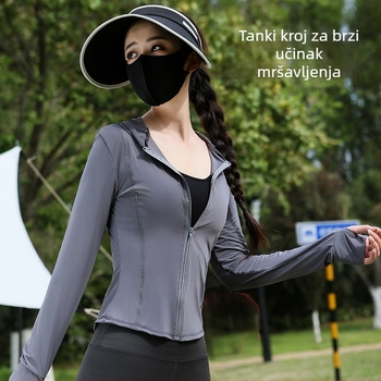 Ženski ljetni kardigan od ice silk sa strukom, zaštita od sunca UPF50+, lagan materijal