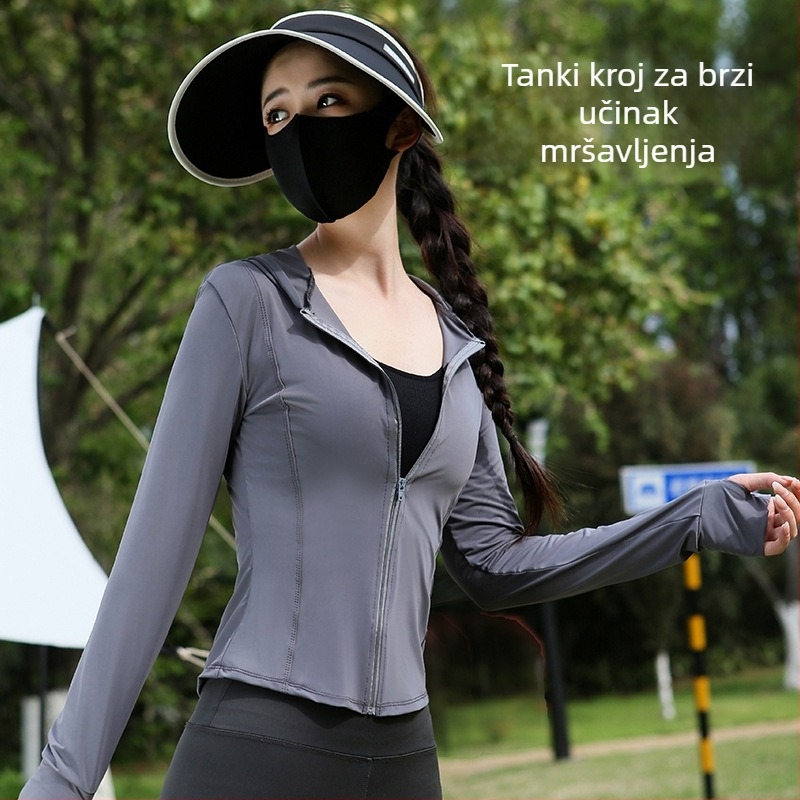 Ženski ljetni kardigan od ice silk sa strukom, zaštita od sunca UPF50+, lagan materijal