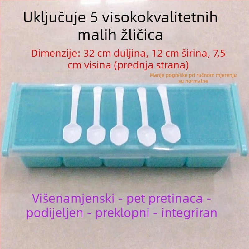 Set plastičnih staklenki i boca s preklopnim poklopcem, za kućnu upotrebu, spremnik soli sa žličicom, kuhinjska kutija za začine s više pretinaca