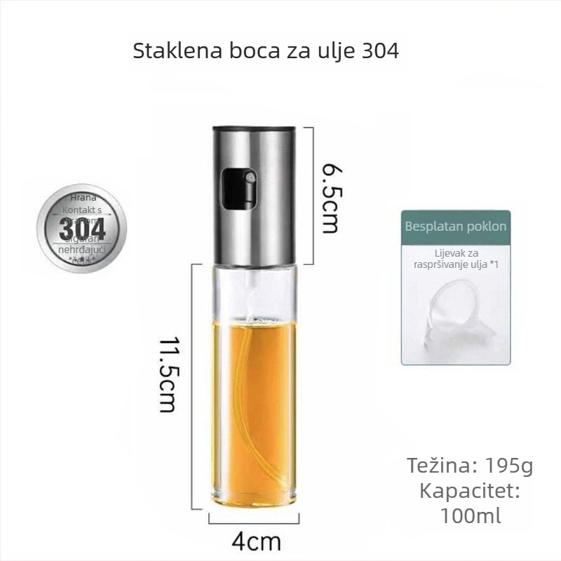 Staklena boca za raspršivanje ulja s kontrolom doze, kuhinjska boca bez propuštanja za sojin sos i ocat, za roštilj