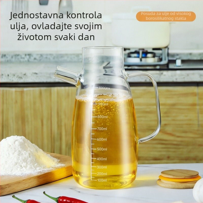 Staklena boca za ulje od visoko borosilikatnog stakla za kuhinju, posuda za začine, soja sos i ocat, boca velikog kapaciteta za sezamovo ulje