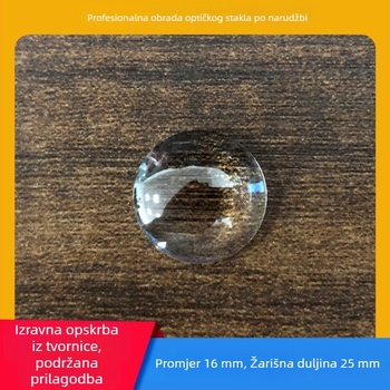Meniska leća promjera 16 mm i plosno-konveksna leća, ljepljene leće u HD optičkom staklu, optički dodaci
