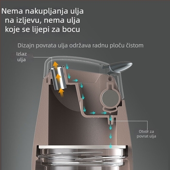 Staklena boca za ulje s gravitacijskim automatskim otvaranjem i zatvaranjem, bez olova, tijesna i protiv propuštanja, za sojin sos, ocat i začine, s integriranom četkom za ulje