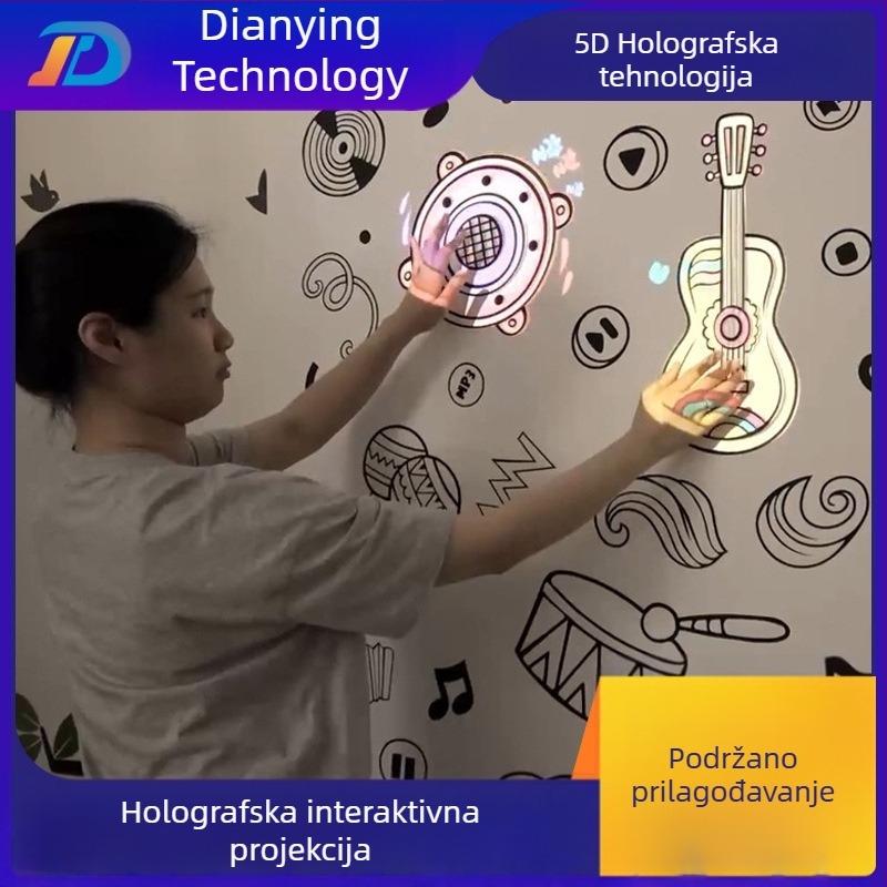 Holografska interaktivna stijena s projekcijom, glazbom i edukacijom za djecu, uronjena dodirna podloga