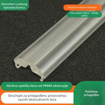 Ekstrudirana akrilna LED leća za linearno osvjetljenje, mat završna površina, fokusirajuća leća, kut zračenja 90°