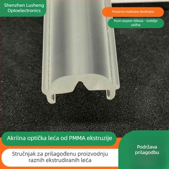 Ekstrudirana akrilna LED leća za linearno osvjetljenje, mat završna površina, fokusirajuća leća, kut zračenja 90°