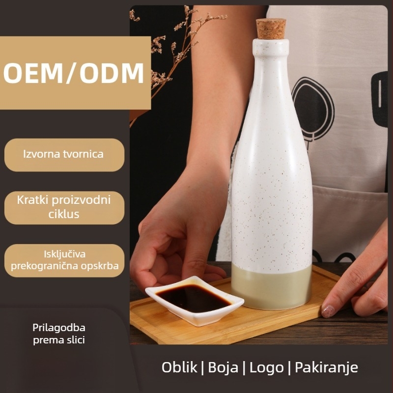 Prilagođena moderna minimalistička keramička boca za ulje s poklopcem, japanski stil kuhinjskog skladištenja ulja, umaka i octa