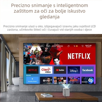 Kućni projektor za spavaću sobu, projekcija na zidu, bežično zrcaljenje zaslona, kompaktan i prijenosni za kućnu upotrebu