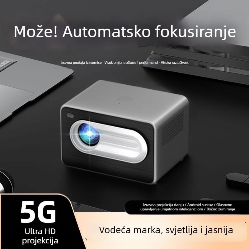 1080P pametni projektor za dom i ured za spavaću sobu, Wi-Fi – izuzetno jasna projekcija na bijelom zidu