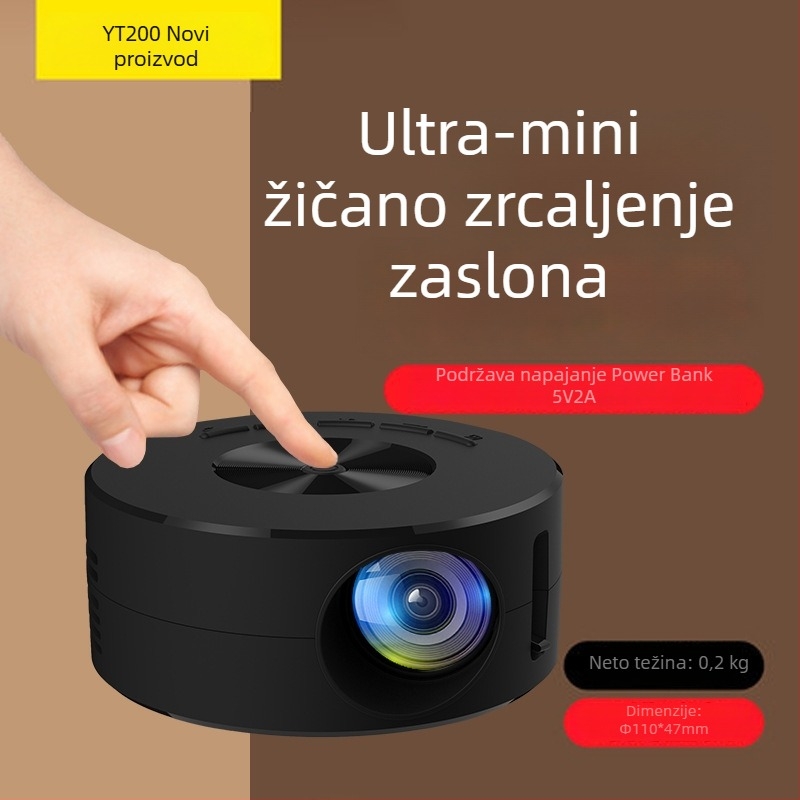 YT200 Prijenosni Mini Projektor za Kućnu Upotrebu, Inteligentni HD Projektor 1080P
