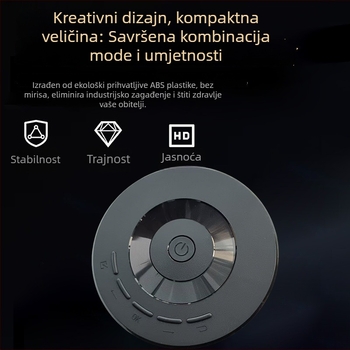 Kompaktni kružni projektor s kabelskim zrcaljenjem zaslona, podržava Android i iPhone, USB MP4 1080p