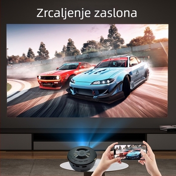 Kompaktni kružni projektor s kabelskim zrcaljenjem zaslona, podržava Android i iPhone, USB MP4 1080p