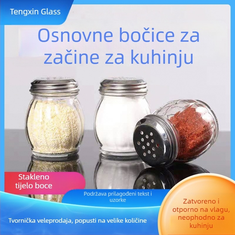 Staklena boca za začine 150 ml s otvorom za izlijevanje, kuhinjski spremnik