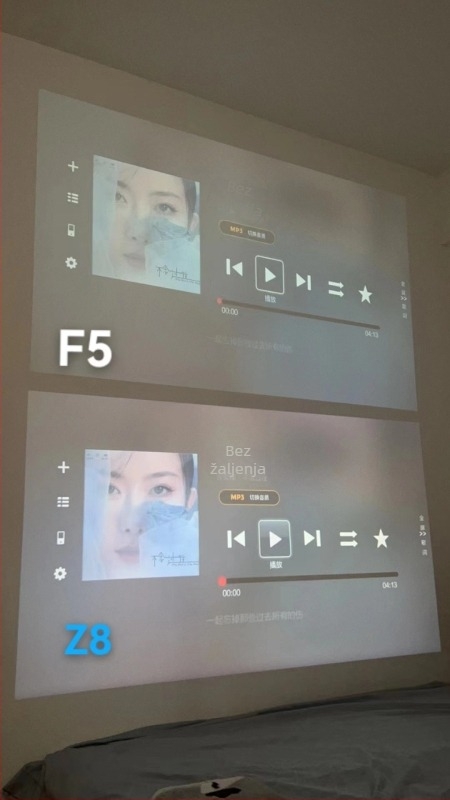 Z8 zidni projektor za kućno kino — Wi‑Fi, 720p, 100-inčni projekt, pametno glasovno upravljanje, preslikavanje zaslona s telefona