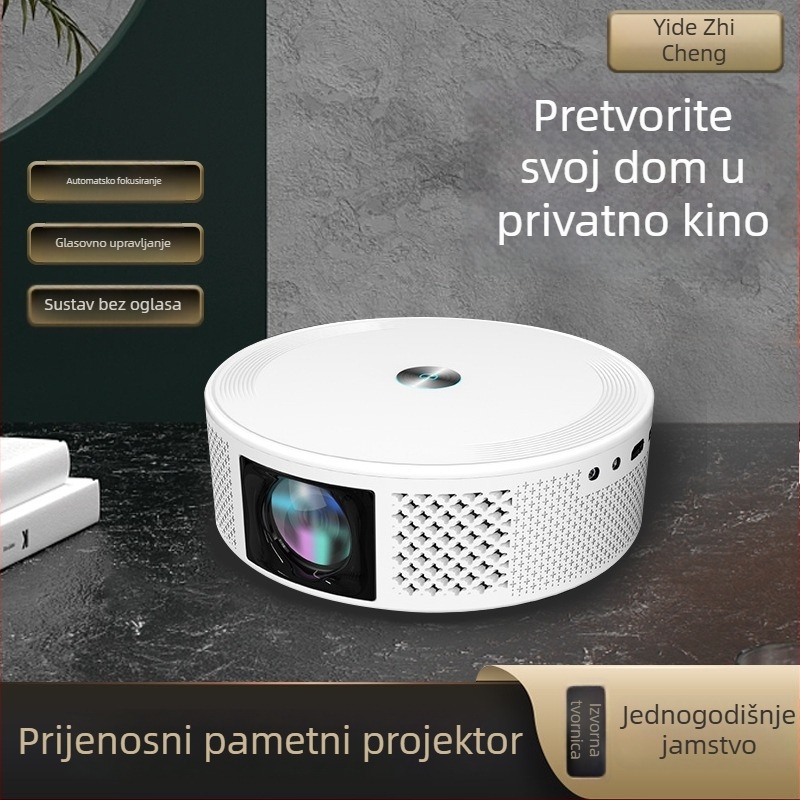 Z8 zidni projektor za kućno kino — Wi‑Fi, 720p, 100-inčni projekt, pametno glasovno upravljanje, preslikavanje zaslona s telefona