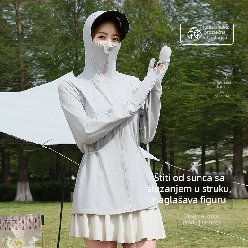 2026 novi ženski jakna za zaštitu od sunca za outdoor vožnju biciklom, tanak led-svileni materijal, uski struk