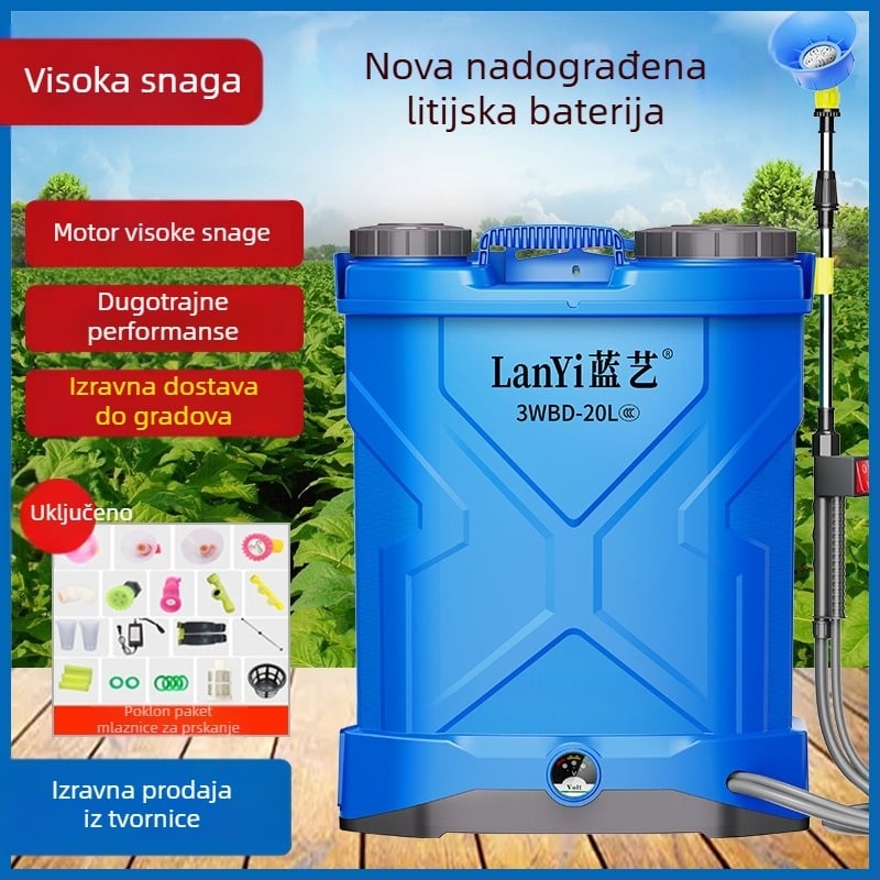 Blue Art DZL baterijski ruksni raspršivač s litijskom baterijom, pametan, punjivi pesticidni raspršivač za zaštitu biljaka
