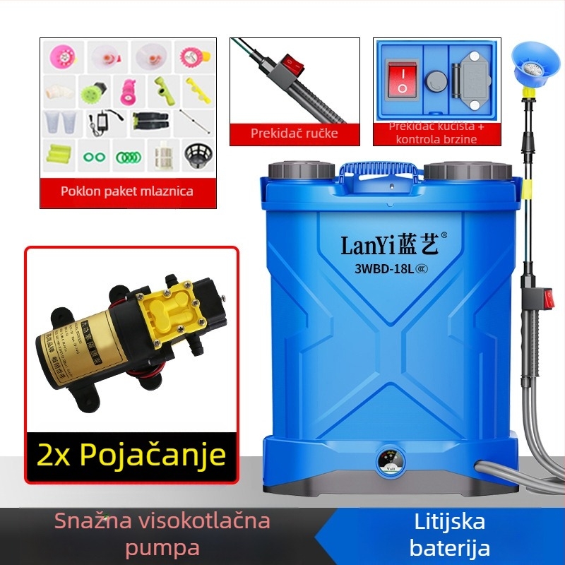 Blue Art DZL baterijski ruksni raspršivač s litijskom baterijom, pametan, punjivi pesticidni raspršivač za zaštitu biljaka
