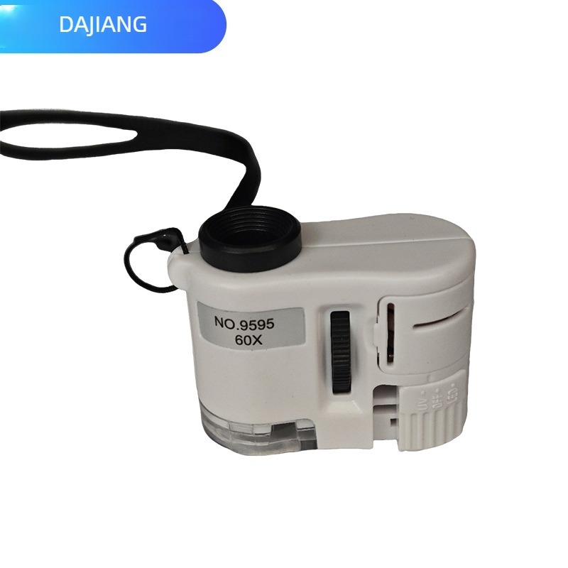 9595 Bijeli mini mikroskop za identifikaciju nakita, LED svjetlo, UV otkrivanje bankovnica, prijenosno LED svjetlo s polariziranim svjetlom