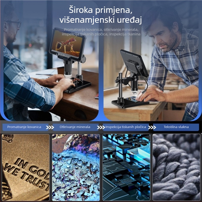 Novi mikroskop, pogodan za popravak matične ploče, inspekciju PCB, analizu minerala i promatranje novčića.