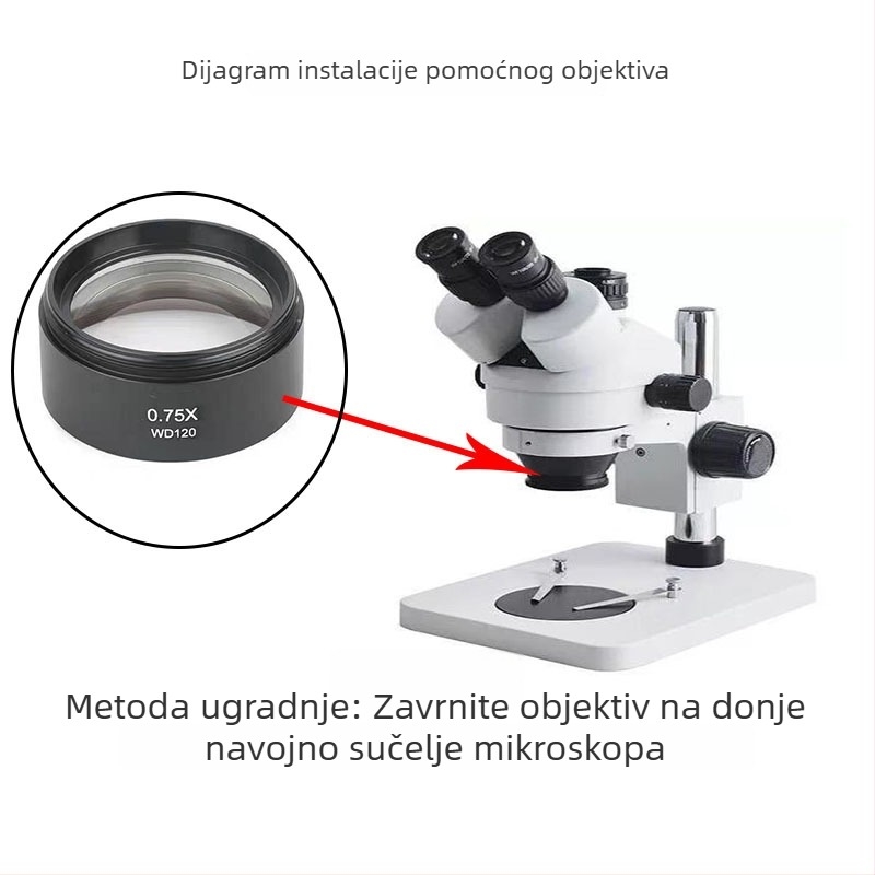 Stereomikroskop pomoćni objektiv WD165/WD30, 5x okular, 2x/0.3x/0.5x/0.7x objektivi, otporan na prašinu