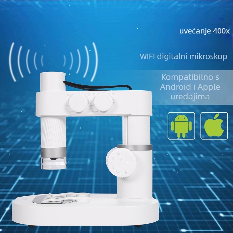 Prijenosni Wi-Fi digitalni mikroskop, 400x povećanje, elektronički mikroskop za pregled uzoraka, za djecu