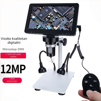 7-inčni digitalni mikroskop sa zaslonom, HD slika, 1200x povećanje, identifikacija novčića, nakita i antikviteta