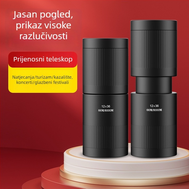 12x36 monokularni teleskop za koncerte, sportske događaje, outdoor putovanja i fotografiju, HD, prijenosan, ultraširi kut