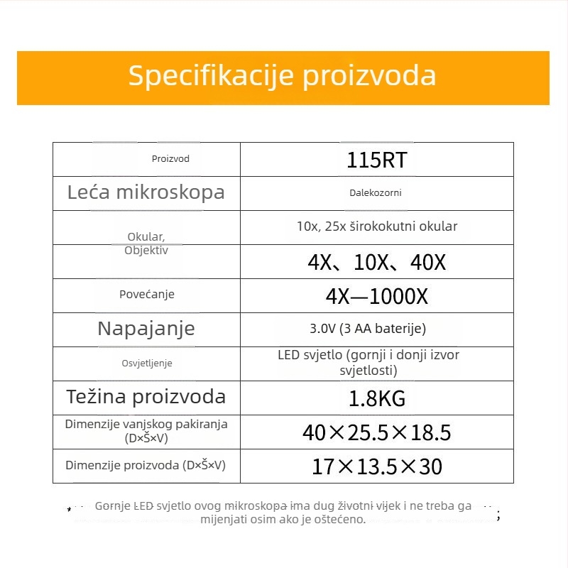 Binokularni biološki mikroskop za poučavanje, laboratorijski mikroskop visoke razlučivosti, prijenosni za promatranje bakterija