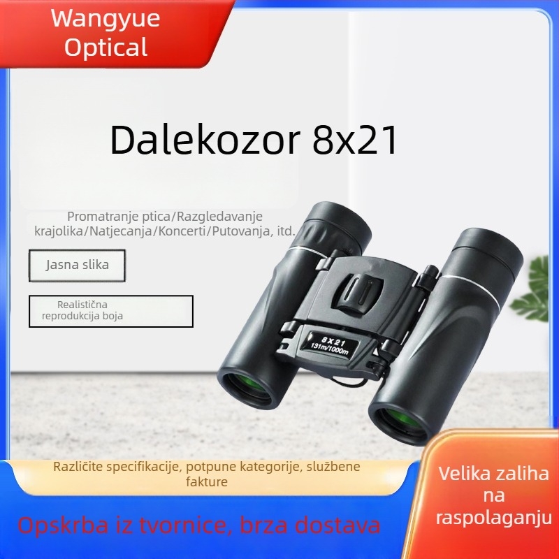 Novi binokulari 8x21 HD, kompaktni za vanjsku upotrebu, lako prenosni, jasna slika