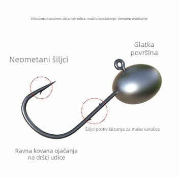 Aohu olovni udica s glavom za mamce, broj 1, ojačani dvostruki bodljik, protivklizno